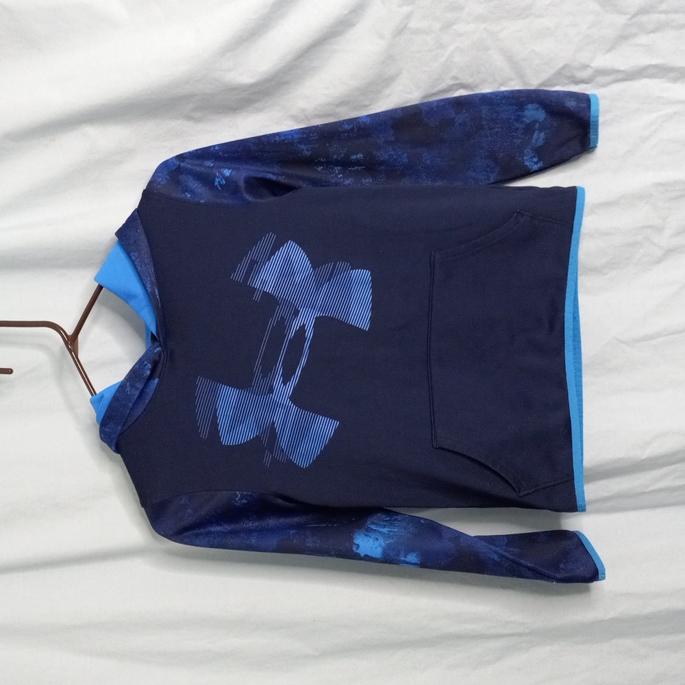 Under Armour Coldgear M Youth YMD Blue Hoodie pullover Kangaroo Pocket